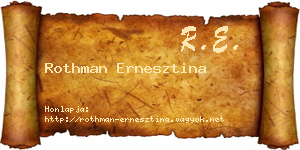 Rothman Ernesztina névjegykártya